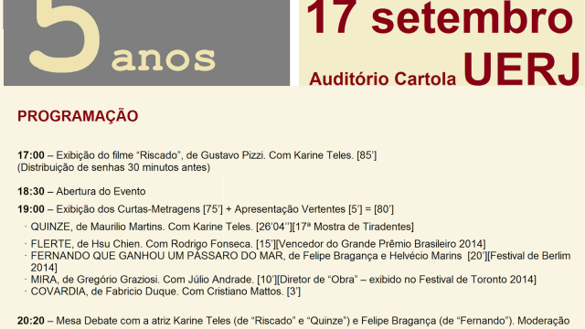 EVENTO DE HOJE: Vertentes 5 Anos