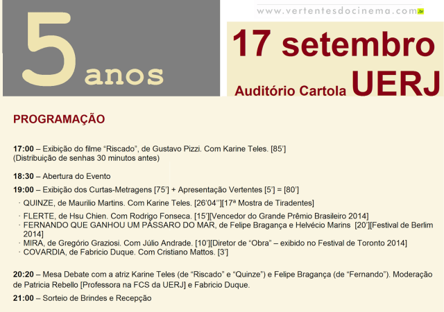 EVENTO DE HOJE: Vertentes 5 Anos